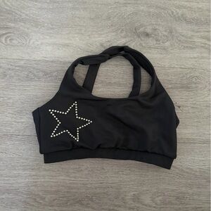 Black Sports Bra with Star Design